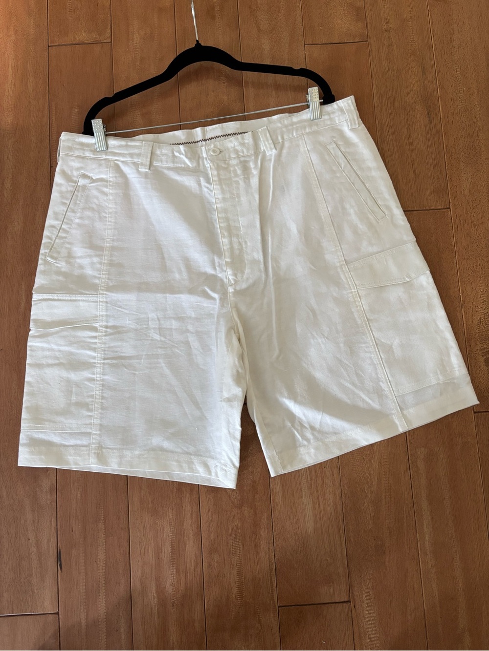 Cubavera Cargo‎ Shorts Mens Natural Linen Blend White Size 40